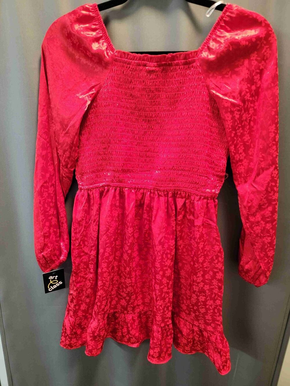 Art Class Red Floral Pattern Elastic Waist Dress Size XL b55